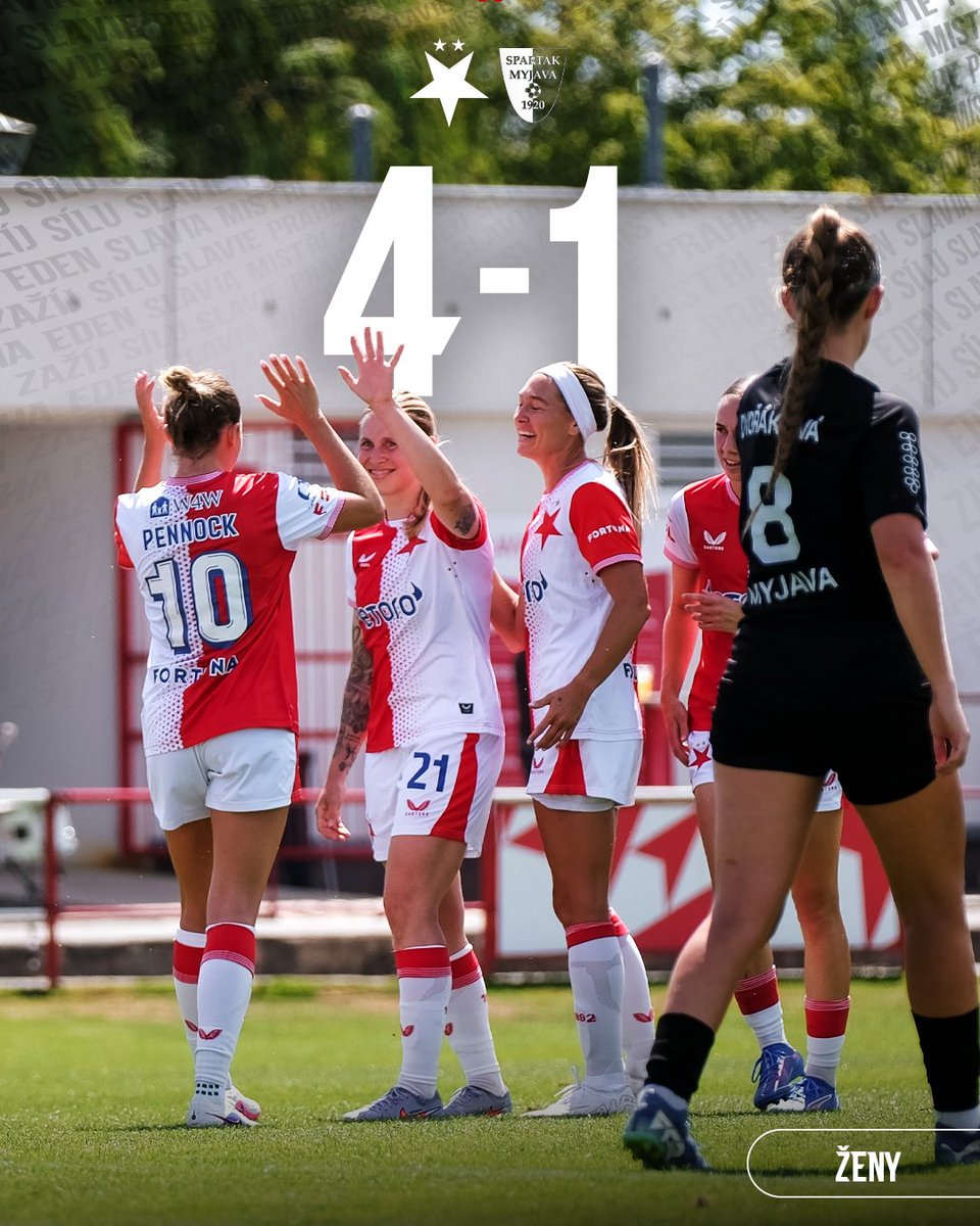 SlaviaZeny's tweet photo. ⏲️ KONEC | Výhra na úvod přípravy!

Návraty, premiéry a 4 góly proti slovenským mistryním odstartovaly naší letní přípravu 💪 #sksmyj https://t.co/Yh7Srp8p4G