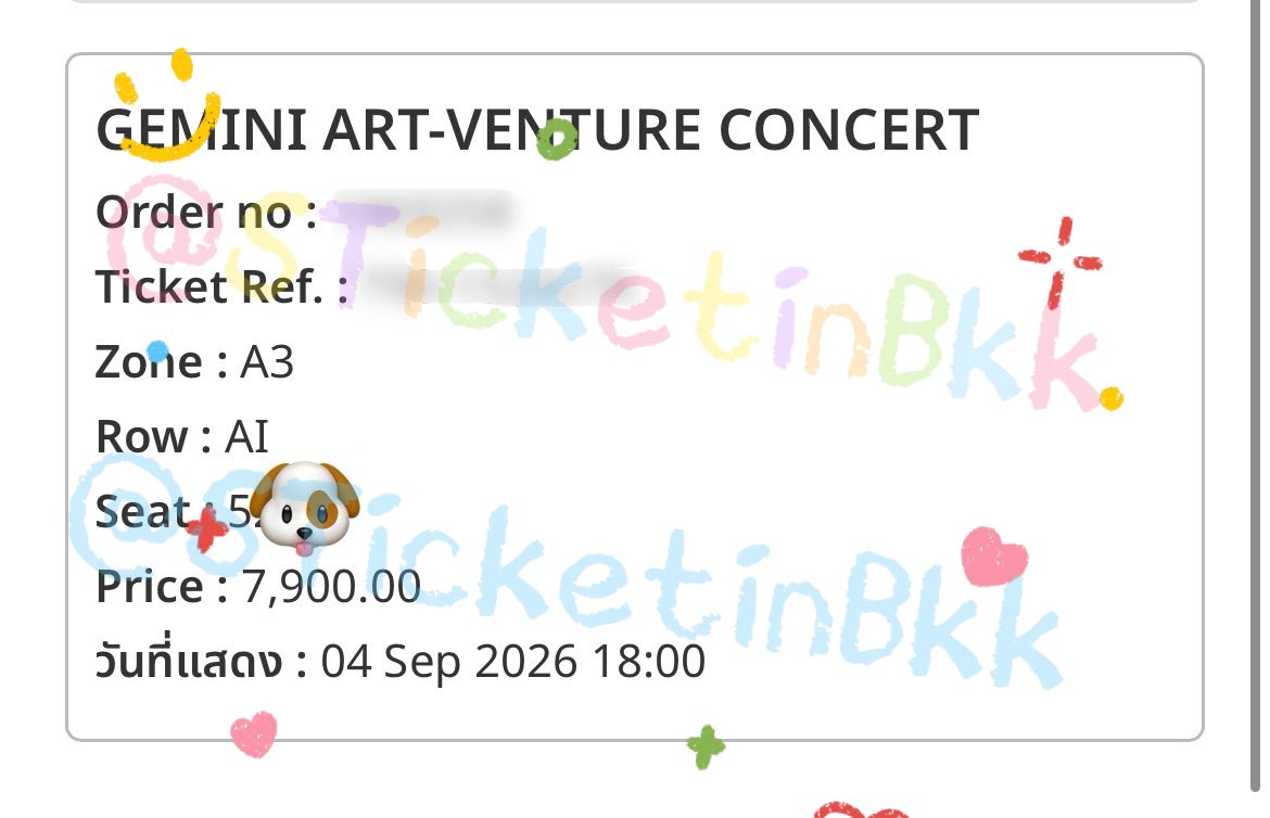 STicketinbkk's tweet photo. 🌈Wts ขายแค่ที่นั่ง โซน 7900

✨รอบวันที่ 4 Sep 2026 ✨
💟Zone A3 
💟Row  AI  >ที่ดีใกล้เวทีกลาง
🔥🔥เฉพาะที่นั่ง =3000🔥🔥

❌No Benefit 

สนใจDM  

#GeminiConcert
#Gemini_NT #เจมีไนน์ #gemini https://t.co/pGLSKipRgs