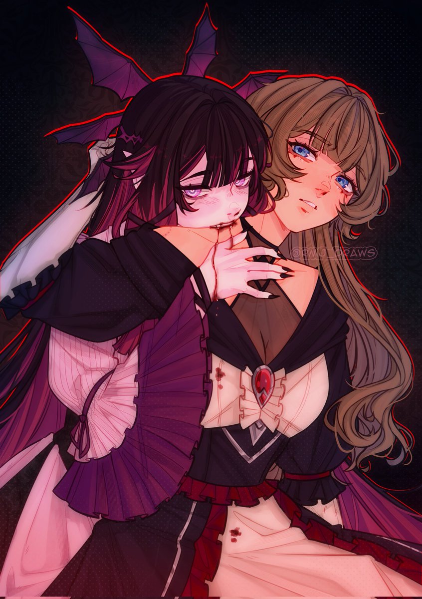 Rmj_draws's tweet photo. Vampbina and Sandrone 🦇⚙️ #columbina #sandrone #sandbina https://t.co/6oabhNeebM