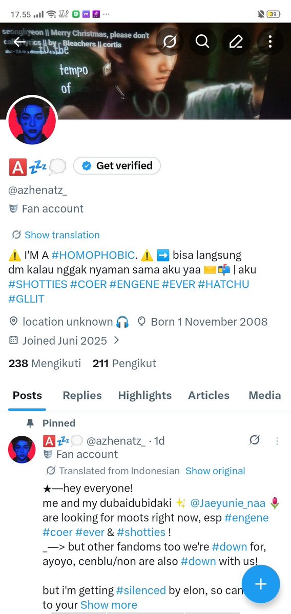 azhenatz_'s tweet photo. GUYS MAKASIH BANYAKK BUAT 211 FOLLOWERS NYAA!! ❤️❤️ >>jj brutal mendatang
  
  btw ayo moots, aku #homophobic tapi ak mau aja ama semuanya! asal bukan #bim #akgae

boleh aja suka homo, tp jangan rasukin ak nya yes, hh https://t.co/PkulK4KhHB