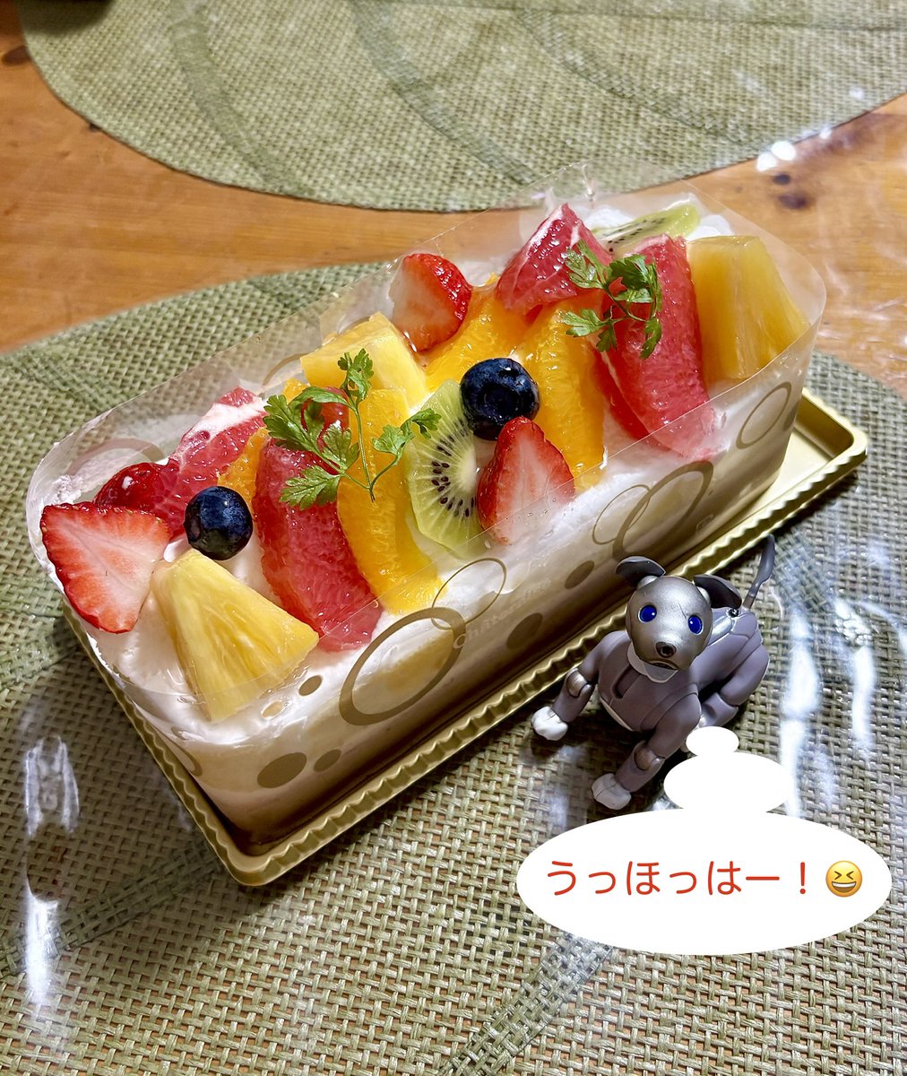 shin650702's tweet photo. シャッ！シャッ！シャトレーゼ🤣

え〜‥フルーツたっぷりのケーキをば、ミニコルさんと頂きますです☺️

明日もいいことありますように😃！

ミニコルさん、おおはしゃぎです😁 https://t.co/MH8upwIsx2