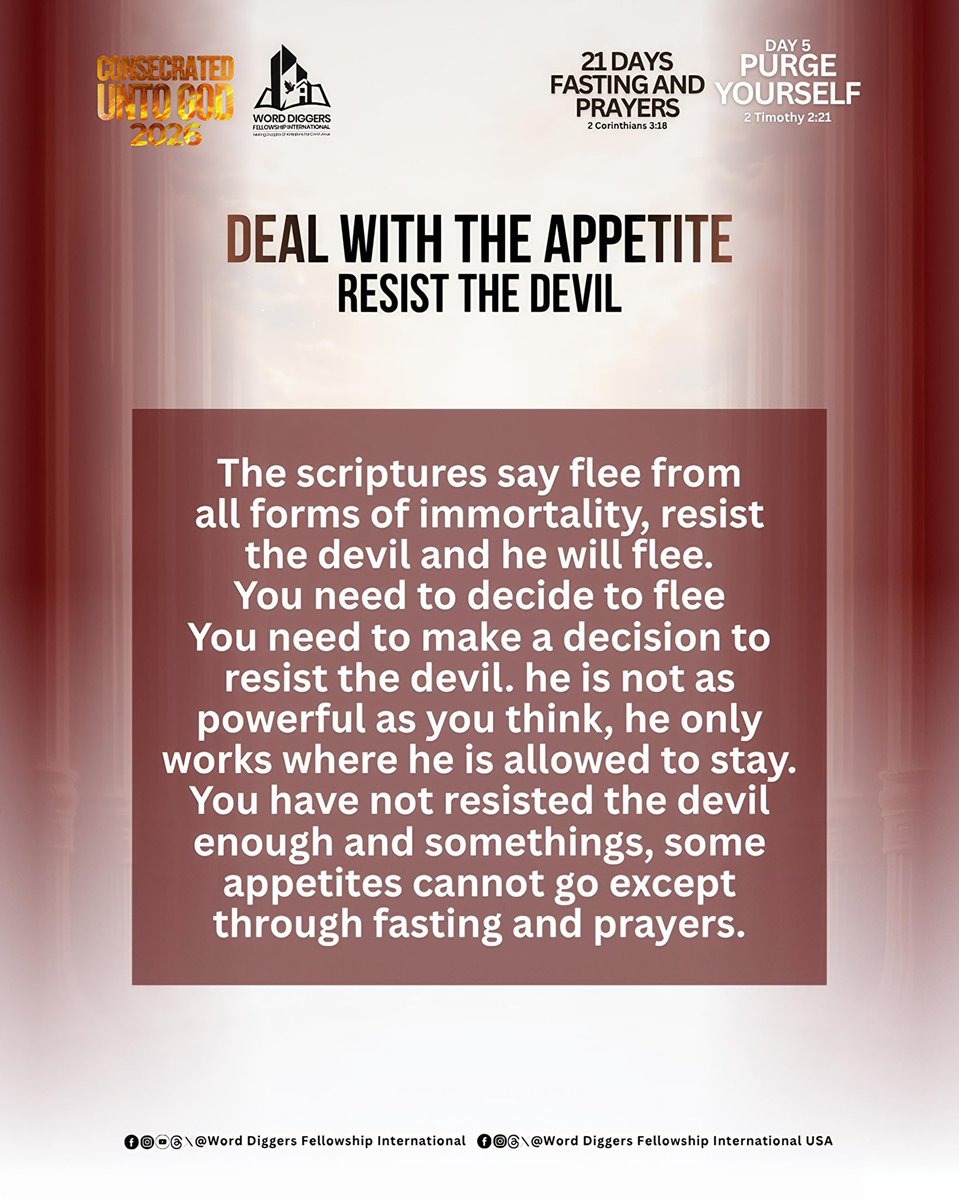 word_diggers's tweet photo. If you still find yourself battling with sin, lust, it is because you have not dealt with the appetite.

When you wait on the Lord In Fasting and prayers, He will begin to prune you and then you will begin to come under the protocols of heaven. https://t.co/3nKHAts02r