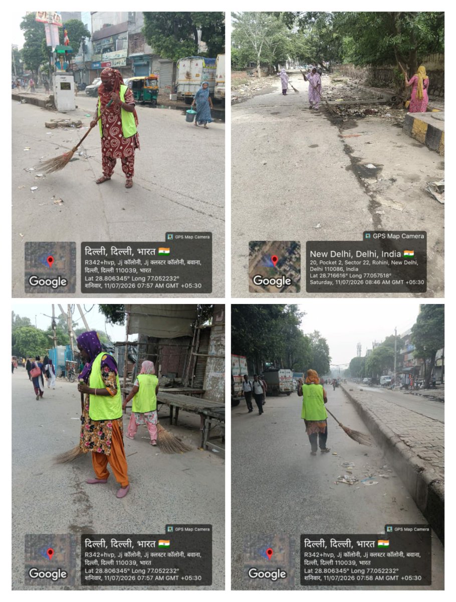 DmcNarela's tweet photo. A special drive for clearance of fatigue points was carried out on 11.07.2026.  During the drive, necessary sanitation and cleanliness measures were undertaken, and all identified fatigue points were attended to as required.
@LtGovDelhi
@CMODelhi
@MCD_Delhi
@SBM_MCD https://t.co/JJvdL7RO3o