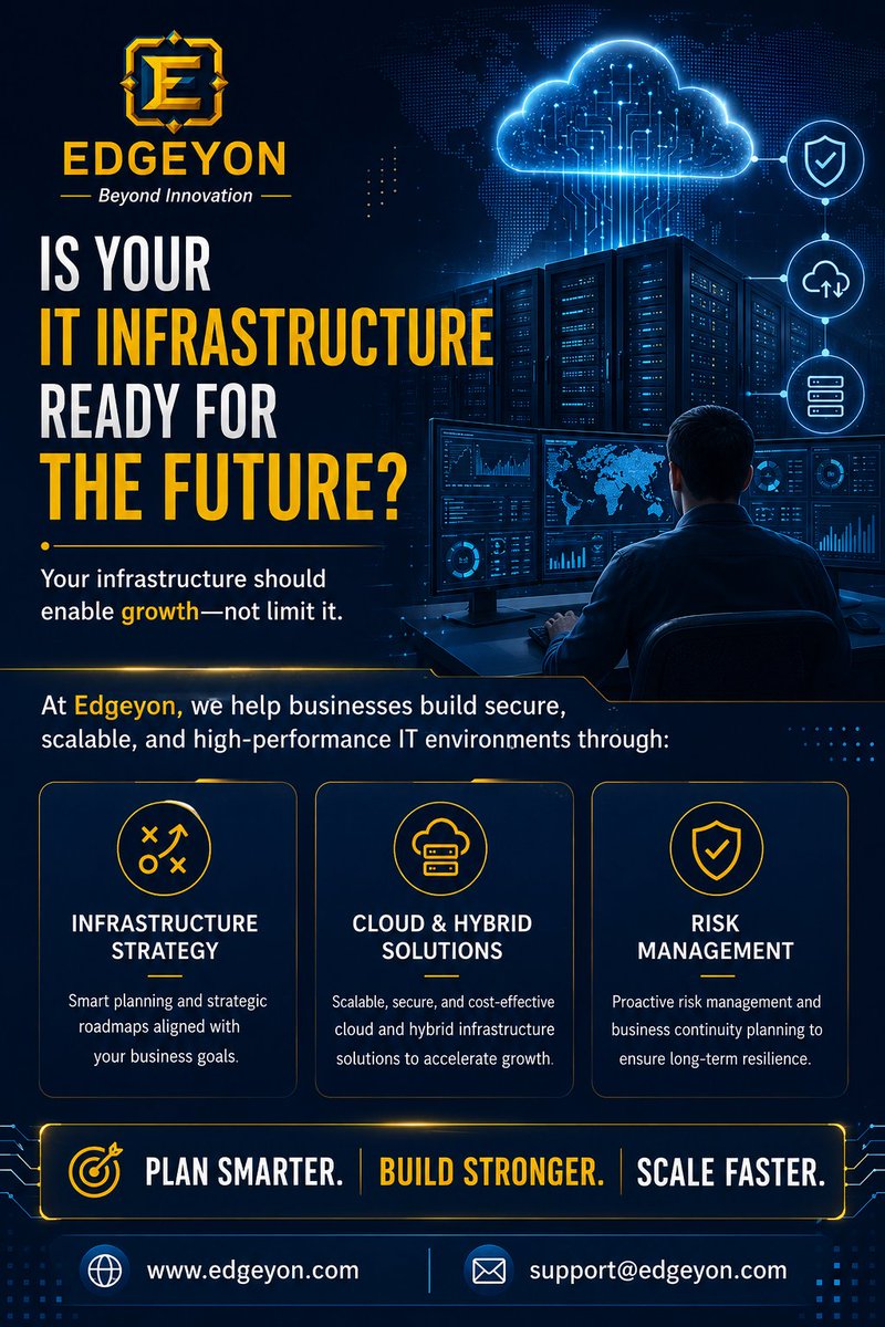 Trend__fusion's tweet photo. Your infrastructure should enable growth—not limit it.

At Edgeyon, we help businesses build secure, scalable, and high-performance

🌐 https://t.co/qybApDuIrF
📧 support@edgeyon.com
 #ITInfrastructure #Cloud #ITStrategy #BusinessGrowth #Technology #Edgeyon https://t.co/oZiDj7CfXi