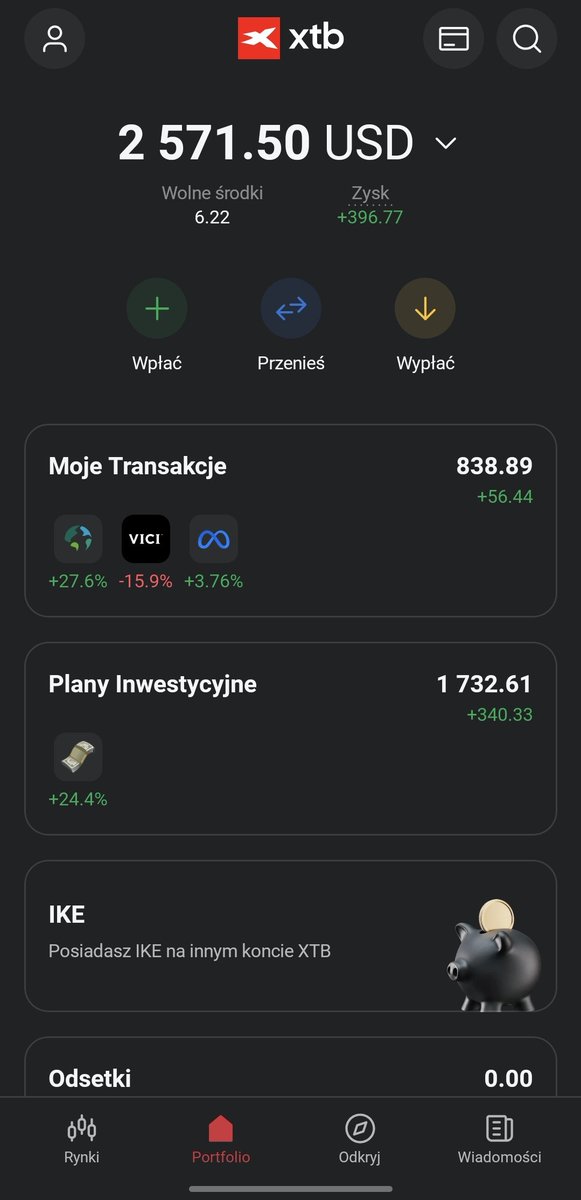 ZarobimyStary's tweet photo. Jeden z lepszych tygodni w tym roku🔥🔥🔥
💹IKE:31884,44zł (+1237,18zł)
🇵🇱Transakcje:3528,66zł (+39,64zł)
💲USD Transakcje:838,89$ (+21,51$)
💰Plan: 1732,61$ (-10,97$)
🤑Dywidenda:3,18$ #VICI
🛒Zakupy: ❌
W tym tygodniu 🇵🇱+ 1276,82 🇺🇸+10,54
#FinTwitt #GPW #Inwestowanie https://t.co/vKLSO5LFDG