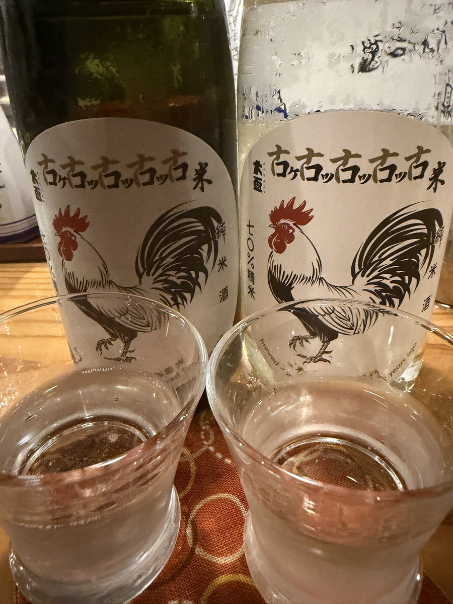 white17th's tweet photo. 大盃の古古古古古米の利酒セット。右が生酒で左が火入。どっちもコクのある甘みだけど、生酒の方が味が濃く、火入の方がまろやかな感じかな？どっちにしても美味い😋
#直木 #日本酒 #淵野辺 #相模原 #大盃 https://t.co/MI3IhyiXrr
