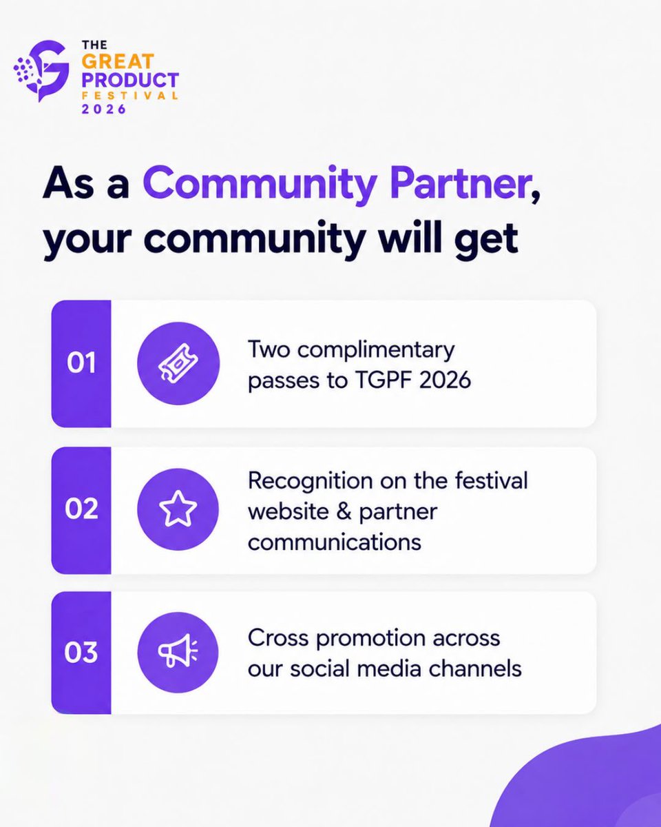 wipindia's tweet photo. We're looking for Community Partners for The Great Product Festival 2026.
Run a product, tech, design, startup, founder, or AI community?

Let's collaborate.
📍 Bengaluru 📅 25–26 Sept

DM me or reply with your community name.
#TGPF2026 #WIPIndia https://t.co/oJB8Dmx7xK