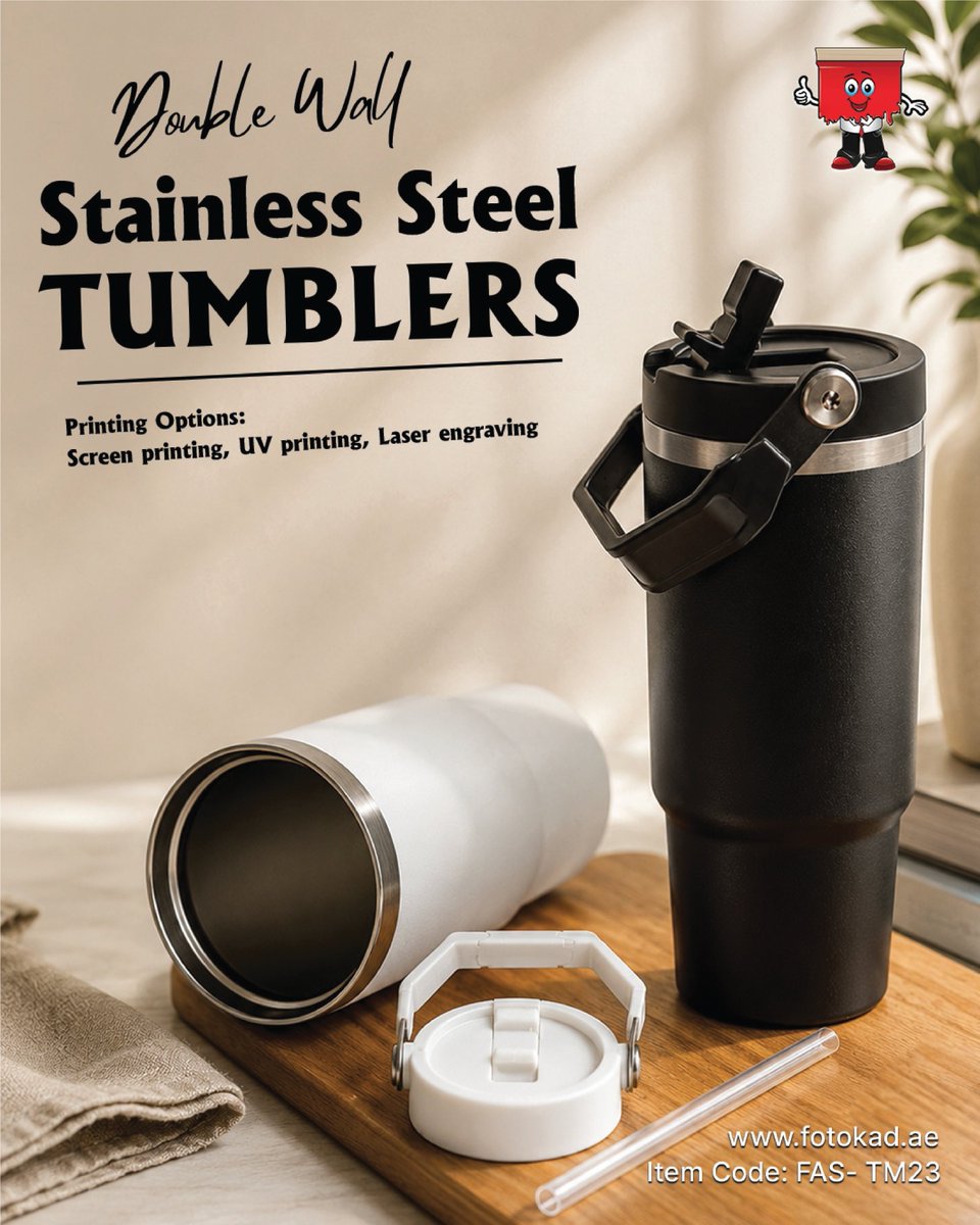 fotokad's tweet photo. 🖤🤍 Double Wall Stainless Steel Tumblers 🤍🖤
✨ Sleek, ergonomic handle design
✨ Available in multiple colors
✨ Perfect for corporate gifting & promotions
🌐 https://t.co/G413sxlIrz
#StainlessSteelTumblers #PromotionalProducts #CustomPrinting #BrandedMerchandise https://t.co/pUyVBGNkpK