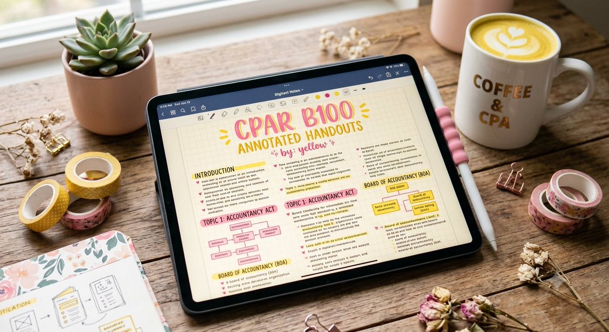 CPAyellowgurl's tweet photo. ✨ CPAR B100 Annotated Handouts ✨

Sharing my study notes with you all! If you’d like access, kindly drop me a DM. 💌
📌 Friendly reminder: These are absolutely free and not for sale or redistribution.  

Let's study hard together! 🍰💛

https://t.co/OZhCkJW3RE https://t.co/8OiVo3Ouko