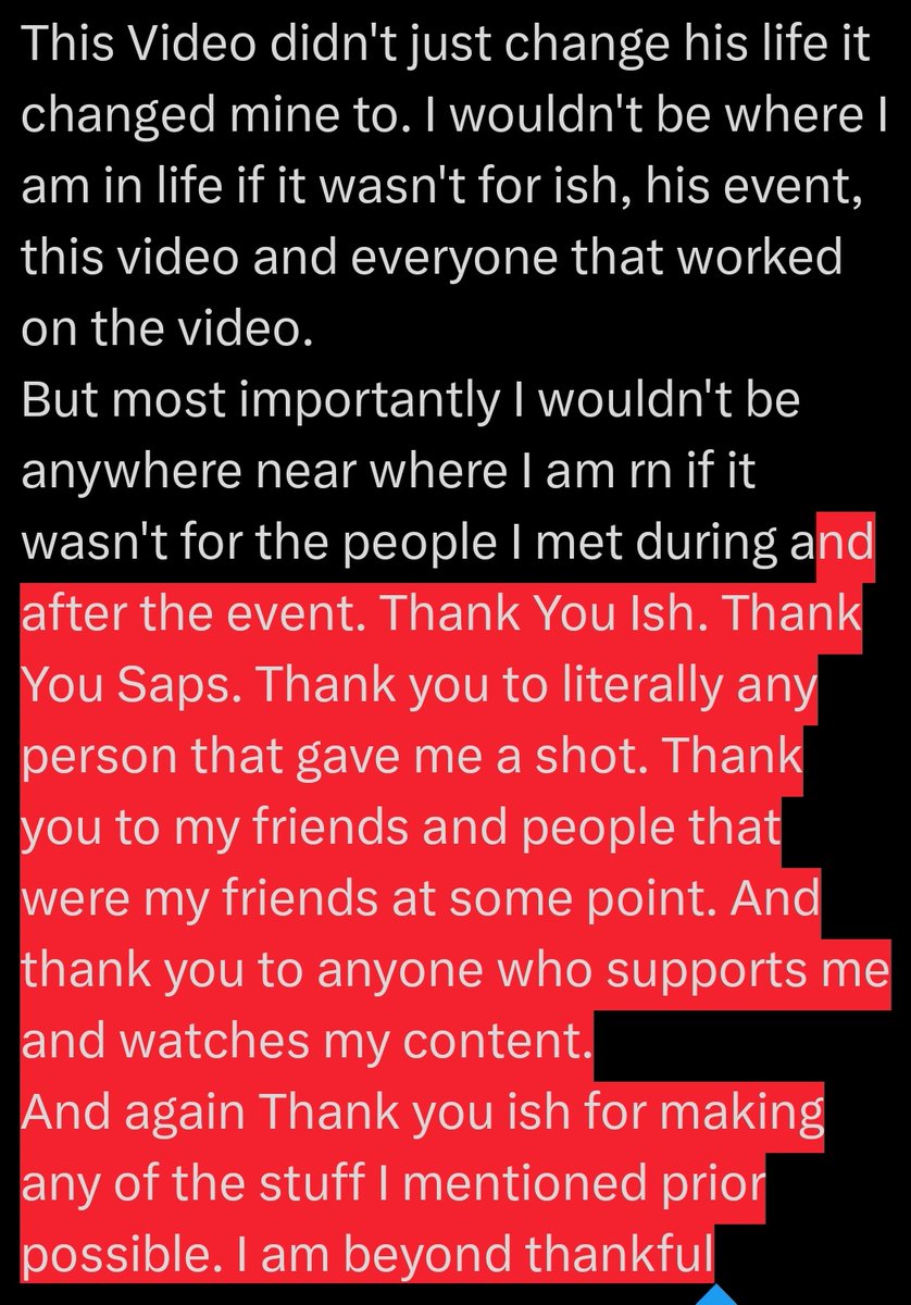 Graybytheway's tweet photo. Word count is evil
TLDR:
Thank You Ish13c and anyone who made the Video and Event possible. 
You changed more lifes than just yours Ish <3 https://t.co/E6fiazuKRb