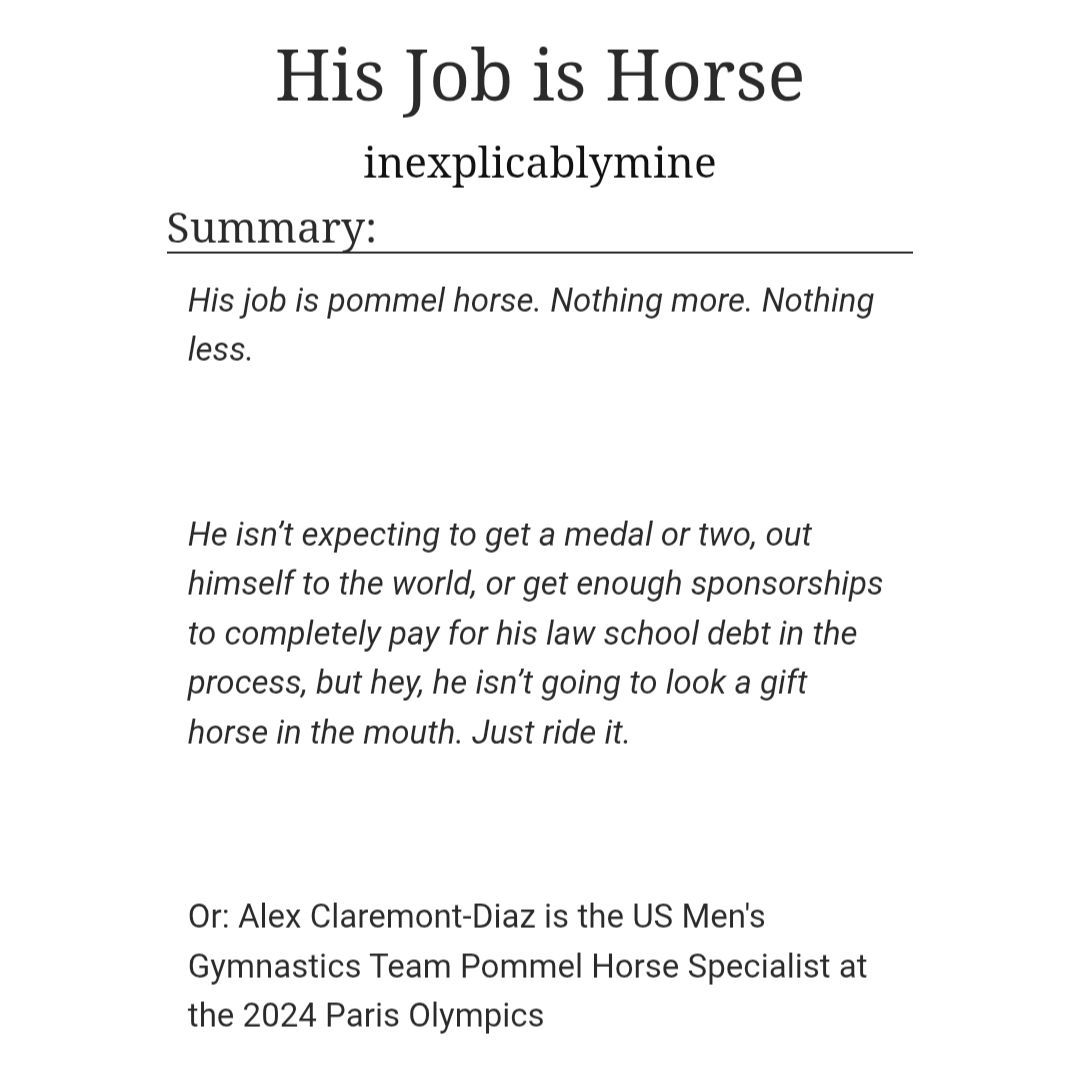 estr19's tweet photo. ๐ His Job is Horse
โ๏ธ @inxplicablymine
๐ 4.3K ๐ E
๐ college/Olympics AU, pommel horse specialist Alex
๐ https://t.co/xTNpqOWNVm
๐ท๏ธ #RWRB #RWRBMovie #FirstPrince #RWRBficrec #FirstPrincefic #RWRBfic https://t.co/QYnMWid4lI