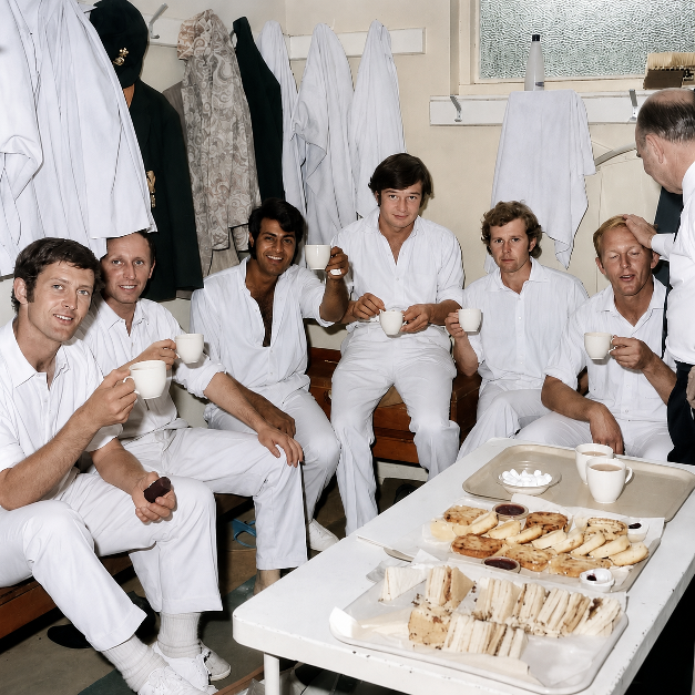 PictureSporting's tweet photo. Surrey's players enjoy a celebratory tea on the second day of their Championship match v Hampshire at Southampton, September 12th 1971. In the afternoon they had secured the bonus bowling point needed to give the the Championship title. They arrived needing six points to tie them with leaders Warwickshire but knowing that would be enough as they had won more matches (C)