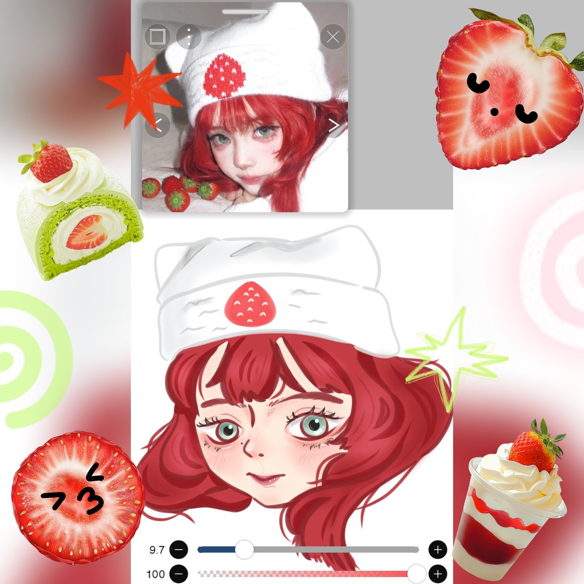 Strawberry flavor? 𐔌՞ ܸ.ˬ.ܸ՞𐦯 🍓ᵎᵎ｡𖦹°‧ #smallartist