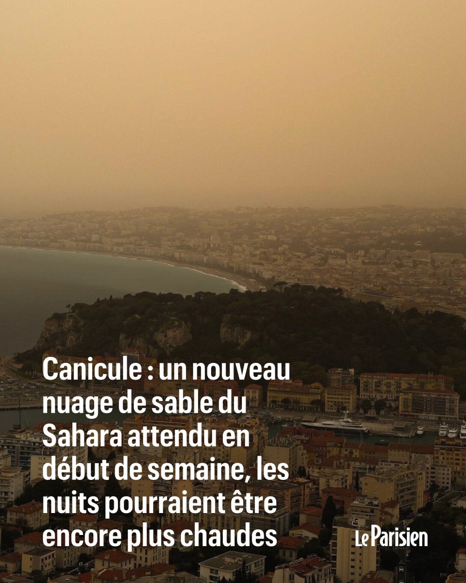 le_Parisien's tweet photo. Canicule : un nouveau nuage de sable du Sahara attendu en début de semaine, les nuits pourraient être encore plus chaudes
➡️ https://t.co/2yMv6aPPbn https://t.co/8yYkUM208Z