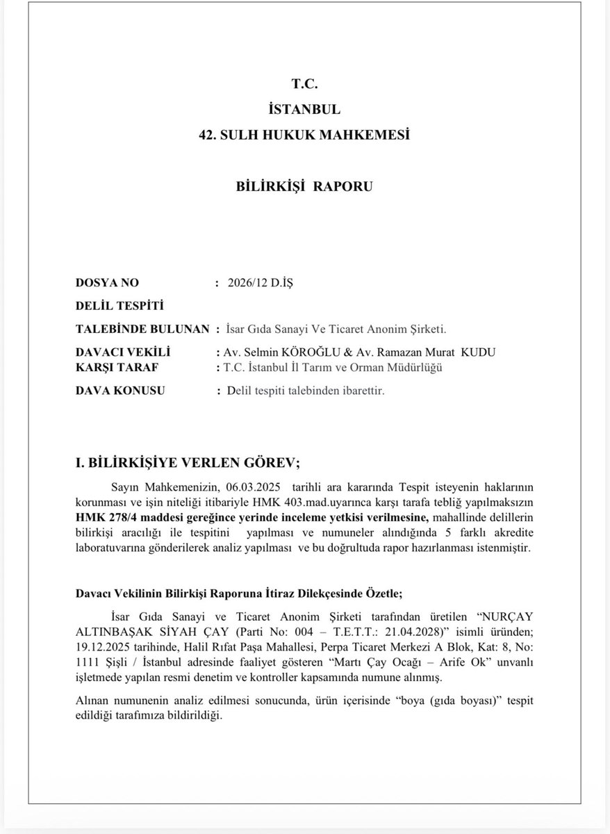 hayreddinbilir's tweet photo. En son yaptığımız İnstagram canlı yayınımızda (kayıt İnstagram hesabımızda var. İzlemenizi şiddetle tavsiye ederim) yalan, algı ve manipülasyonlarını ifşa edip rezil ettiğimiz dedektif! nam Musa şimdide Nurçay ile saldırmaya başladı. Yine mal bulmuş mağribi gibi eşim üzerinden de ileri geri konuşmaya devam ediyor. Şaşırdık mı? Tabiki hayır. Herkes kendine yakışanı yapar. 

Nurçay ile ilgili mahkemeye de intikal eden bilirkişi raporundan önemli bazı sayfaları ekledim. İsteyenlere tamamını da atabilirim. Raporda da görüldüğü üzere analiz sonuçları ve mahkemenin atadığı bilirkişi kanaatı müsbet. Sorun olmadığı gayet açık.

Çok enteresandır ki; biz analiz yapıyoruz bişey çıkmıyor, firmaya giden resmi denetçiler de aynı parti numarasından ve farklı partilerden de analiz yapıyor bişey çıkmıyor. Benzer durum Afia bal meselesinde de olmuştu. Hatta ben balda bir kaç hafta önce aynı üründe tekrar analiz yaptırdım. Analizi de bir il kontrol laboratuvarı’nda markayı gizleyerek (herhangi bir manipülasyon olmaması adına) yaptırdım. Sonuç yine müsbet çıktı. 

Bütün bunlar sonucunda kanaat getiriyoruz ki, sanki birileri düğmeye basmış da GİMDES ve GİMDES belgeli firmalara sabotajlar yaparak operasyon çekiliyor diye düşünmeden geçemiyoruz. Sabotaj yaparak ürünü bozup orjinal ambalajına koymak o kadar kolay ve mümkün ki.. Allah yardımcımız olsun. Bu kadarı da artık tesadüf değil diye düşünüyoruz. Ne zaman dedektif! nam Musa gibi başı bozuk etiket okuyucuların hatalarını ortaya koyup ifşalamaya başladık ortalık karıştı. Bizi susturamayacaksınız ve bitiremeyeceksiniz. Bu senaryoları daha önce de çokça yaşadık. Bir çok örgüt bizi bitirmeye çalıştı. Üzerimize gelen kim varsa yok olup gittiler. Devletimiz herşeyi görüyor, biliyor ve takip ediyor. Zamanı geldiğinde hepinizin fişi çekilecek inşallah. 

Nurçay konusunda da içiniz rahat olsun. Çok yakında tekzip raporları ve kazanılan mahkeme sonucunu da paylaşacağız inşallah. 

GİMDES’e güvenen, destek olan, dua eden herkese şükranlarımı sunarım. Allah hepinizden razı olsun. 

Not: dedektif! nam Musa korkusundan beni engellediği için etiketleyemiyorum maalesef. Siz el ele iletin de haberi olsun..