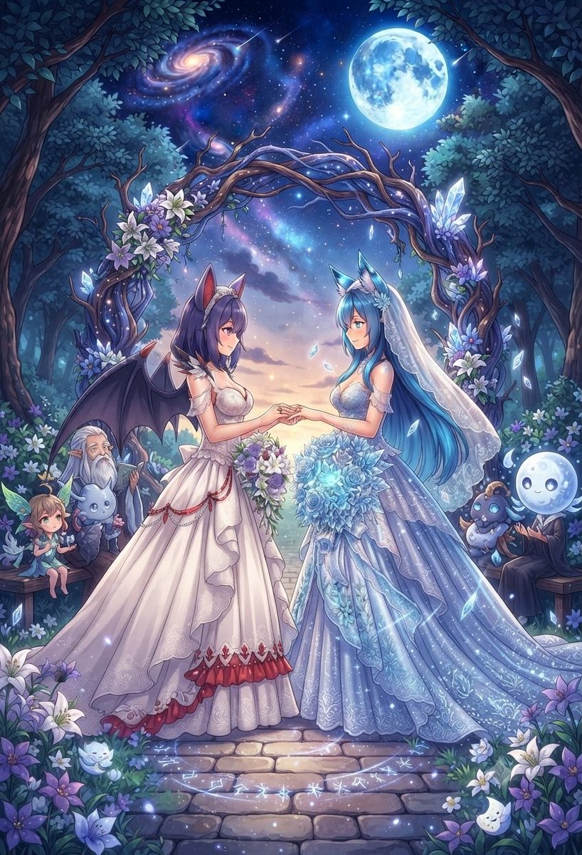 HolyMaidMai's tweet photo. Today, the most wonderful moment of my life came to be. It is with great pleasure that I can say that I have finally married my love @TikitheIcyQueen, from the moment I joined she has been my rock when others couldn't. I love you, my darling bride, for all of time, always~ ❤️ https://t.co/hSlpHXNn2K