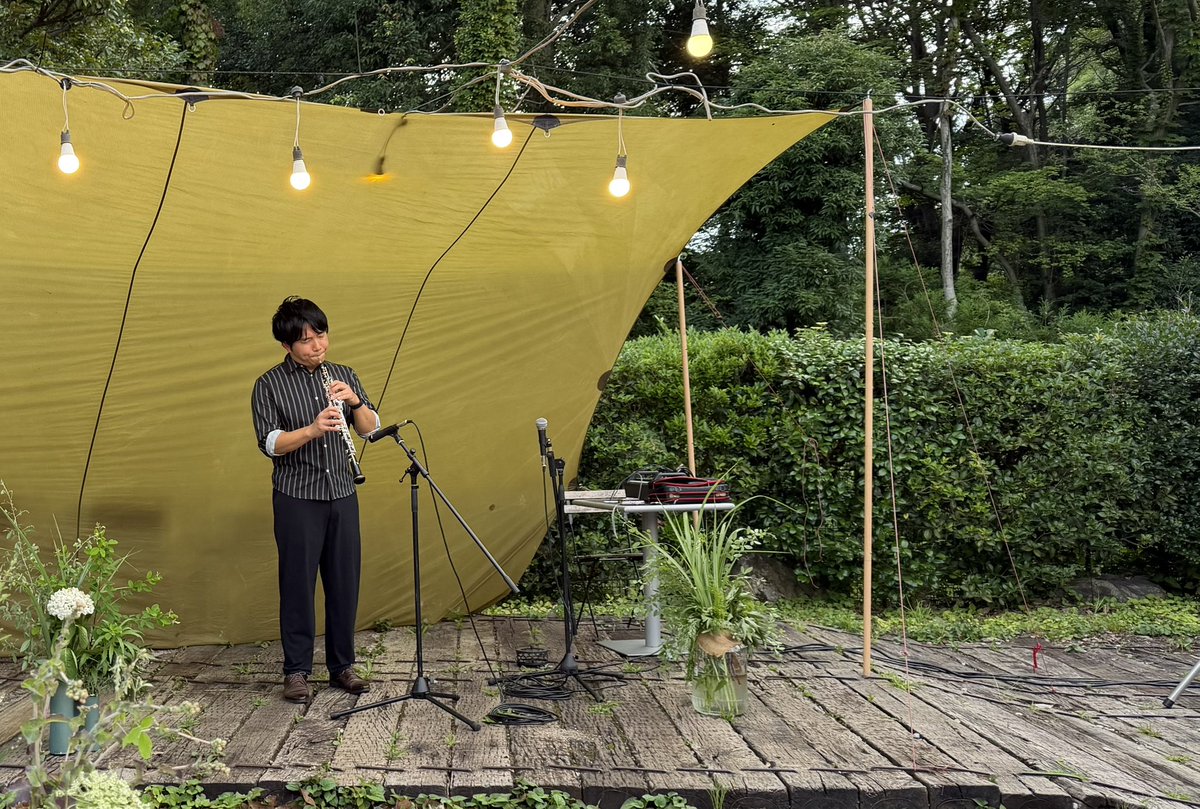 oboe_s's tweet photo. 2026.07.11
TAKIBI NIGHT in 三富今昔村

Oboe Solo Live、無事に終演いたしました🔥

里山の自然の恵みをふんだんに取り入れたお料理とともに、オーボエの音色をお愉しみいただきました🎷✨

そして、クルーズ船での演奏まで、あと6日。

一秒一秒を大切に。
さらに鍛錬を重ねます！

#オーボエ https://t.co/DHP17tGzSI