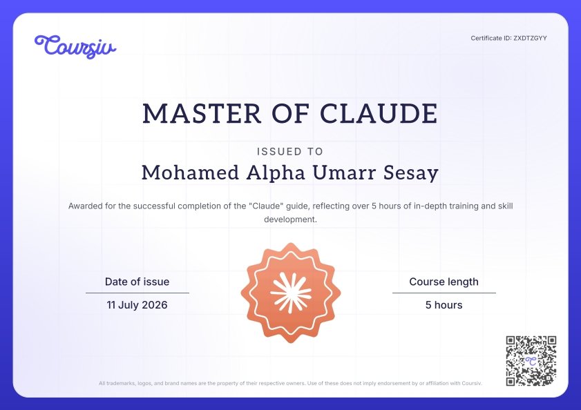 MasterAU8611's tweet photo. Exciting News: I've Completed My Course!

I'm thrilled to share that I've completed the Claude course on Coursiv. It's been a rewarding experience, and I'm eager to continue learning more. You can view my certificate here: https://t.co/qVXGfw9Ywp.

🔗https://t.co/TkwP8oy6Si https://t.co/58QVggpPnP