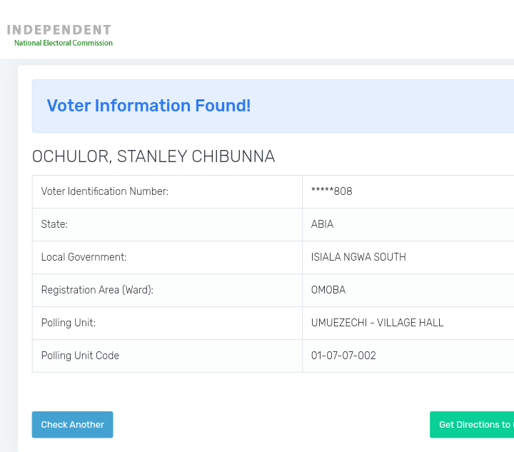 therealochulor's tweet photo. @inecnigeria I tried to transfer my voters card to another state it's not working. Here's the error response details not found. but I tried to check my voters card status and my details was found. please what can I do attached below is the voters card status information @inecnigeria https://t.co/gBywUroo58