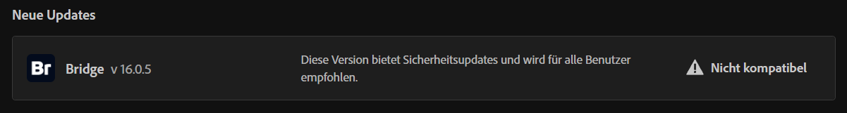 MEERderIDEEN's tweet photo. Jetzt fängt es an... das erste Programm der Adobe Creative Cloud, welches nicht mehr unter Windows 10 läuft. 😒 https://t.co/opXTUiidy3
