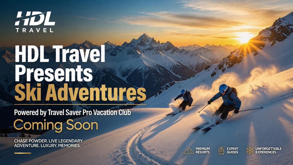 HDLPremiertravl's tweet photo. ❄️⛷️ COMING VERY SOON ⛷️❄️

HDL Premier Travel is about to take you on breathtaking Ski Adventures, powered by Travel Saver Pro Vacation Club! 🏔️✨

The countdown to your next winter getaway starts NOW!

#HDLPremierTravel #HDLTravel #SkiAdventure #WinterEscape #SnowVacation https://t.co/xAZjWvxKGm
