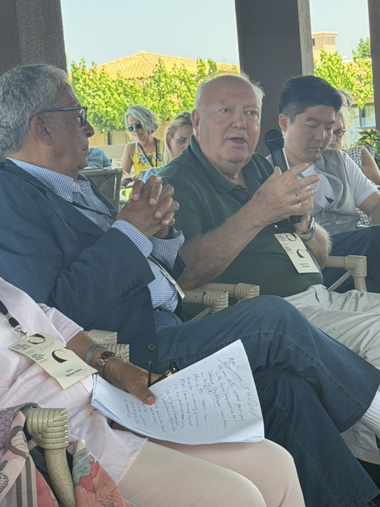 ShashiTharoor's tweet photo. Was delighted to participate in a thought-provoking panel at the 28th Symi Symposium in Greece on “Interdependence, Justice, and the Global South: Whose Rules Shape the World?” The conversation ranged from shifting geopolitical realities to the imperative of ensuring that the Global South has a genuine voice in shaping the international order. 

It was a pleasure to exchange views with @MiguelMoratinos, @AmreMoussa, @Mehdi_Jomaa, Jing Qian, Cesário Melantonio Neto and Mona Makram Ebeid.