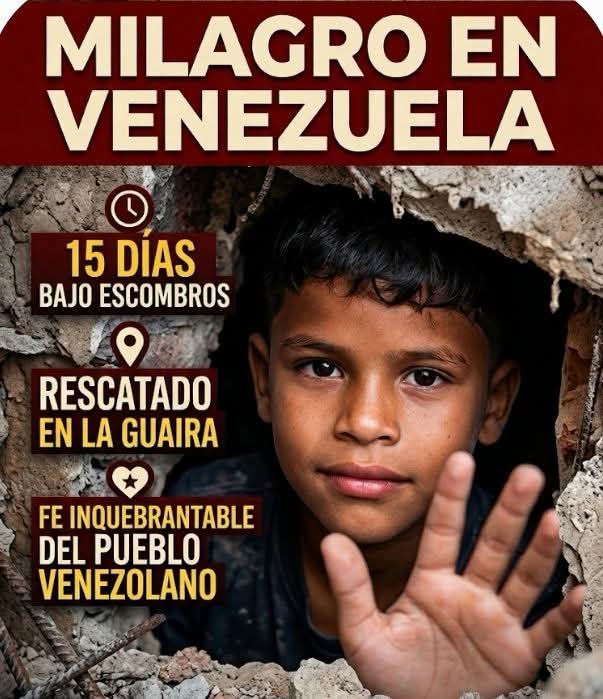 Bellaja91990970's tweet photo. Esto es la señal de qué mientras tengamos fé en Dios todo es posible 15 días bajo los escombros y los rescataron con vida otro milagro en Venezuela los niños venezolanos están llenos de mucha fortaleza https://t.co/W9fAoL54gO