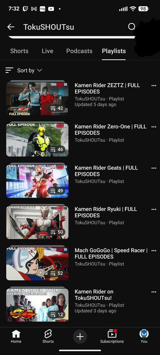 ThatToku's tweet photo. So it is true that OG Kamen Rider and Kuuga are gone on YouTube. What is going on @tokushoutsu? https://t.co/bL263rTYpy