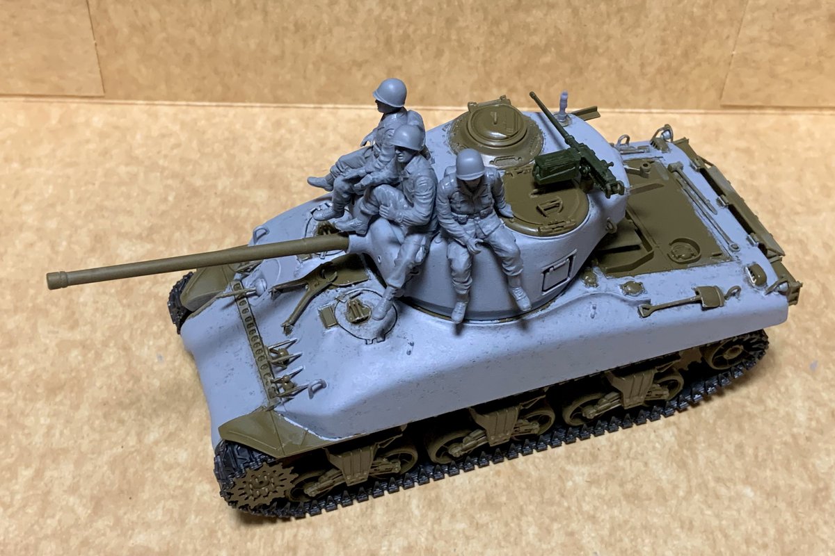 イタレリ 1/35 M4A1シャーマン 進捗 マスターボックス製の戦車跨乗兵の