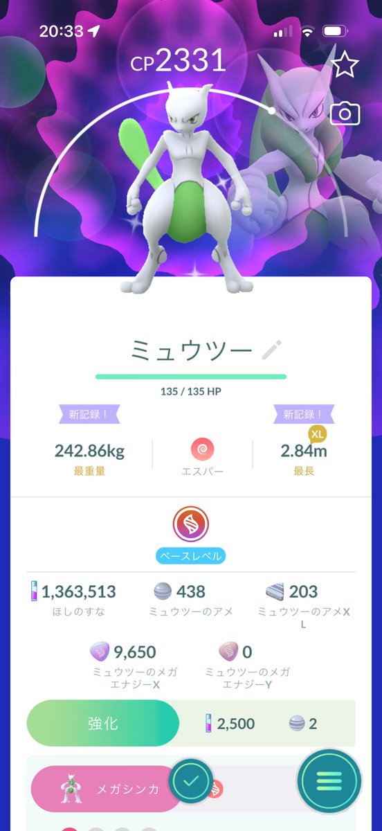 Matako_pokemon's tweet photo. 今リモパスで入ったレイドでわんちゃんでっかいミュウツー手に入るかもしれない激アツ個体引いた😆 https://t.co/G7MGJCyHAp