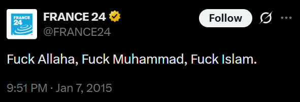 Communal_kaffir's tweet photo. Meanwhile, anti-muslim France24 🇫🇷😭😭 https://t.co/7z7KaIvX3A