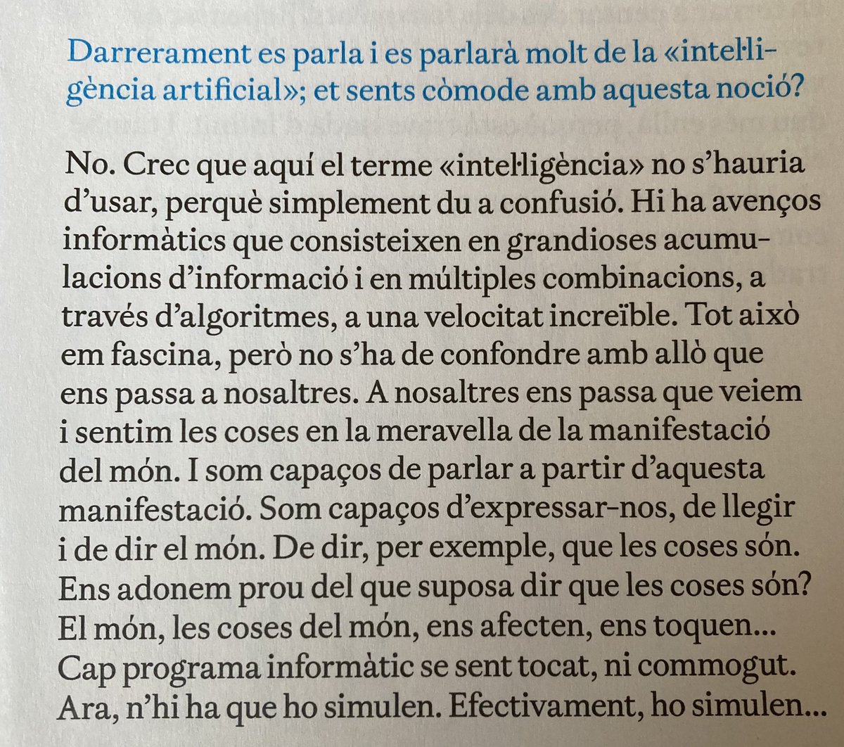 IgnasiMoreta's tweet photo. Aquí, Josep M. Esquirol, parlant de la intel·ligència artificial, em sembla brillant. https://t.co/Ca1HHpZGx6