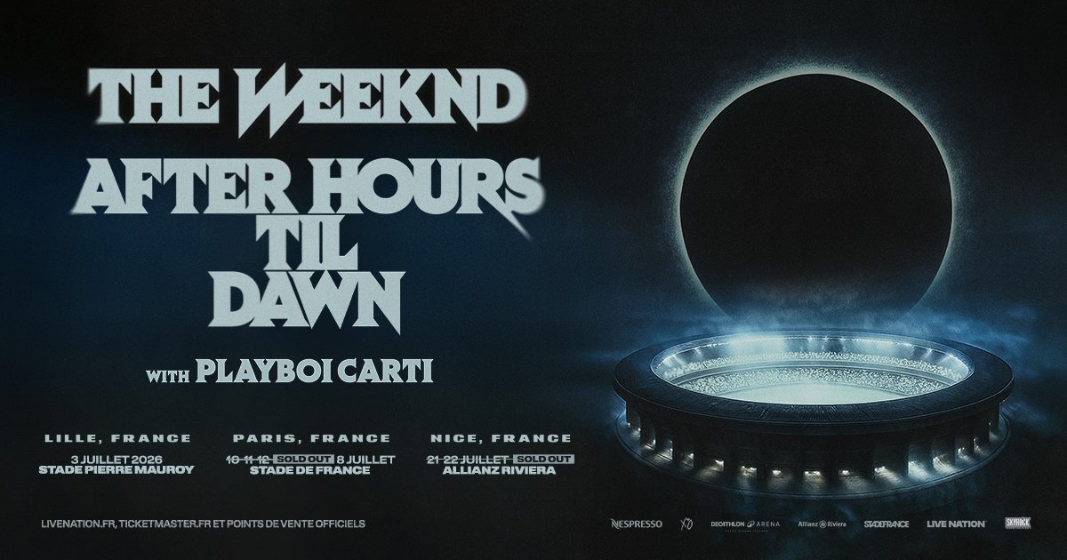 SkyrockFM's tweet photo. À 14H Double @theweeknd sur #Skyrock avec @wahid2sky..!
🎧 #StarBoy & #CryForMe
▶️ https://t.co/80SMmalfU0
#AfterHoursTilDawnTour
#StadeSkyrock #TournéeSkyrock
▫️ PARIS - Ce soir & demain
▫️ NICE - 21 & 22.07.26 https://t.co/DGqncjg1Ch