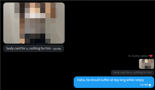 fillthefries's tweet photo. I have all the fun with @spoilcybber while you beg on your knees to fund it. 

I hate you, keep sending. https://t.co/lcu4abWeXH