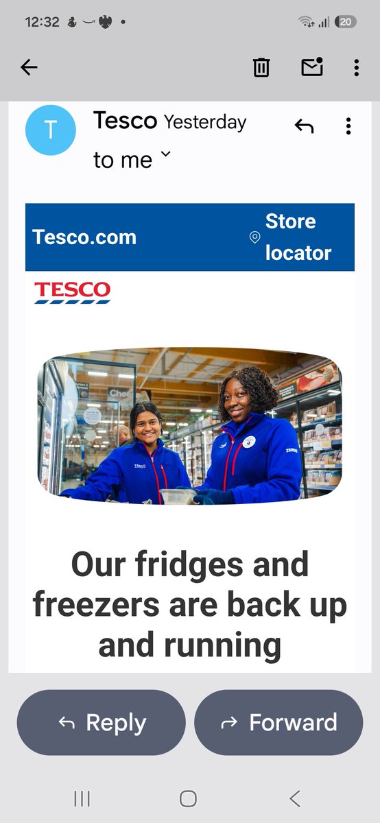 sarahargypargy's tweet photo. Had a lovely email from @Tesco to say fridges and freezers were working. Got to @Tesco in Stourbridge to find this. Thank you @sainsburys for helping me to do my weekly shop who's fridges and freezers were fully stocked. https://t.co/h14PupYPpT
