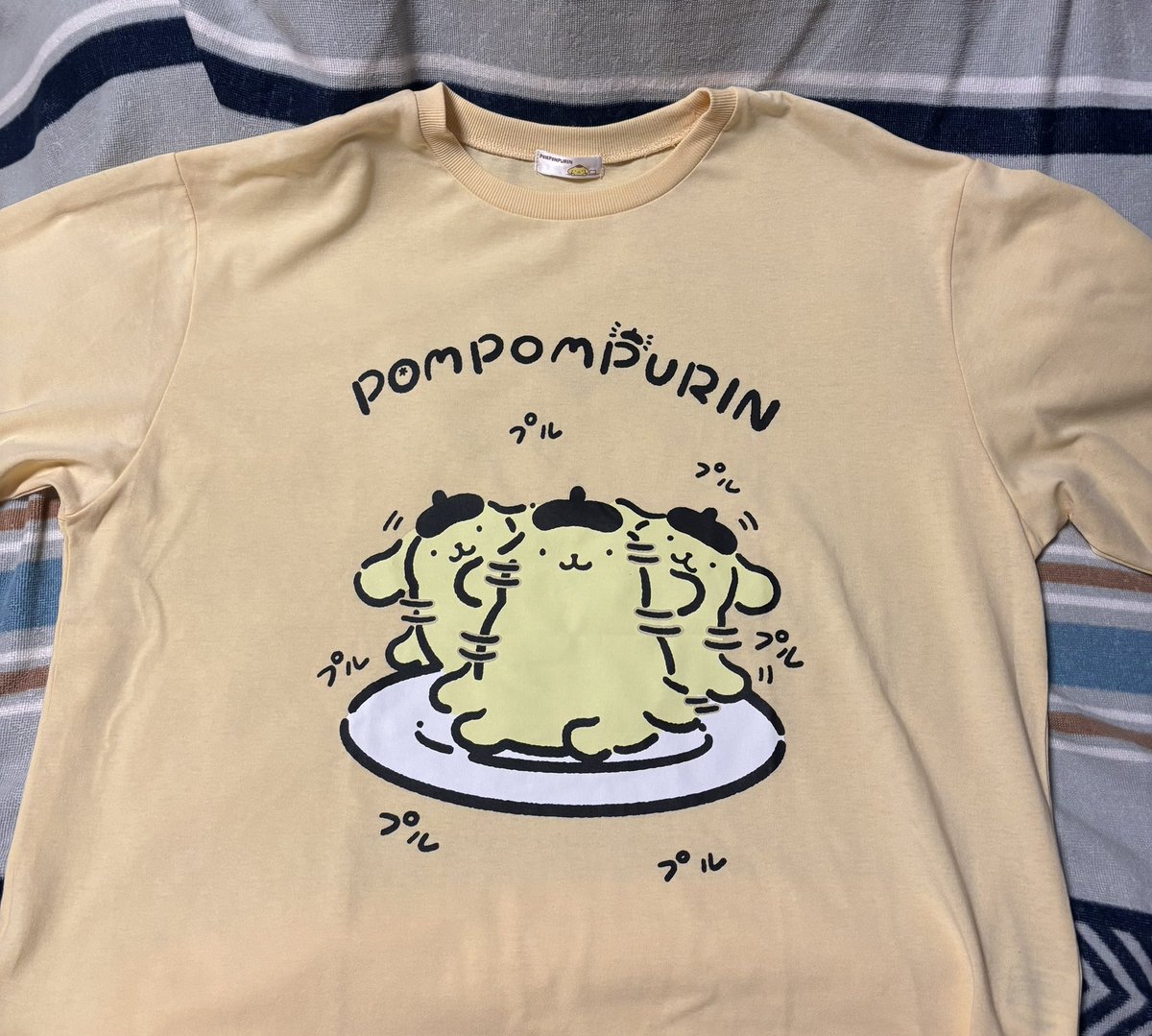 korogarupanda's tweet photo. パシオスに行ったらめっちゃ可愛いプリンくんのTシャツ売ってたので迷わず購入してきました。
可愛いにも程がある( ´,,•ω•,,`)♡
#ポムポムプリン 
#プルプル https://t.co/5WqbXAT2aE