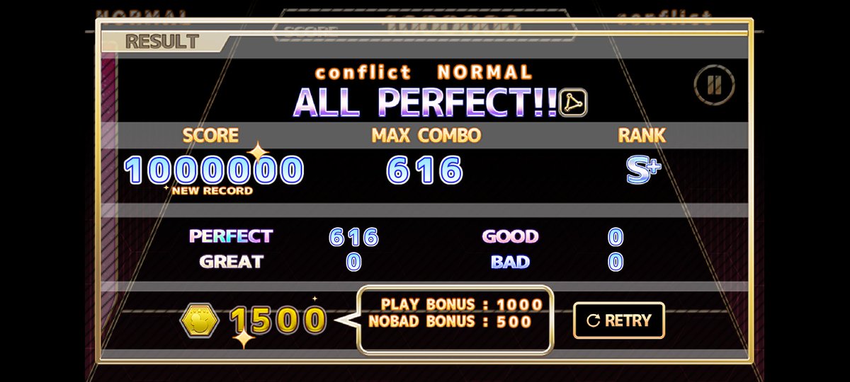 kahiru_execute's tweet photo. 【ChainBeeTをプレイ】
conflict(NORMAL)をAll Perfect!!!
#ChainBeeT

今日のAP✌️ https://t.co/Z7lzqsgXL0