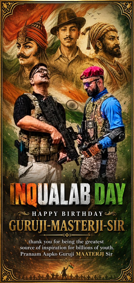MasterShifujiFC's tweet photo. INQUALAB DAY 🇮🇳
Happy 55th Birthday to Grandmaster Shifuji Shaurya Bhardwaj "Masterji Sir" (11 July 1971).
Widely associated with the Commandos MITTI System, Mission Prahar &amp; Shadow Ops Bharat &amp; CASF.
Pranaam Guruji. Jai Hind. 🇮🇳
#InqualabDay #GrandmasterShifuji #Masterji sr https://t.co/QQWYsRIVzQ