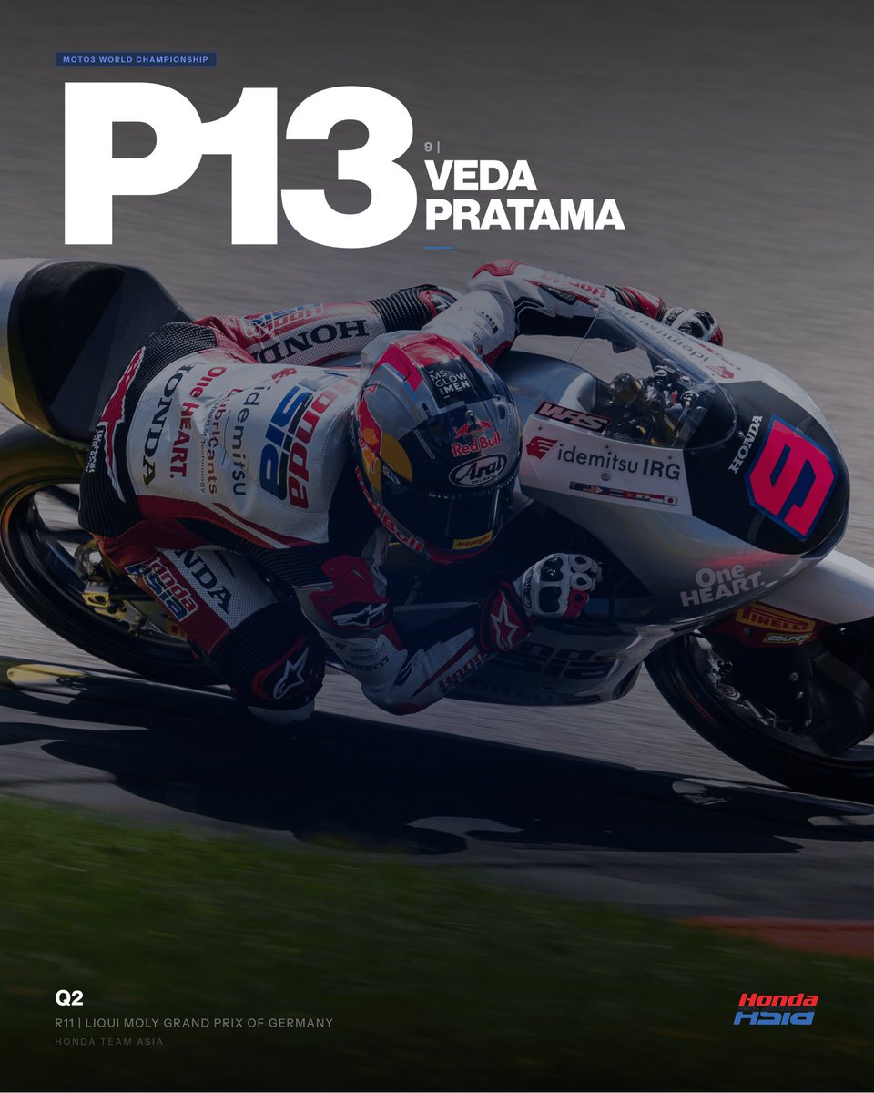 honda_team_asia's tweet photo. 🏁 P13 Veda Pratama 🇮🇩 Final Qualifying Result #GermanGP🇩🇪

#Moto3 #HTA https://t.co/FxWI8Fefj3