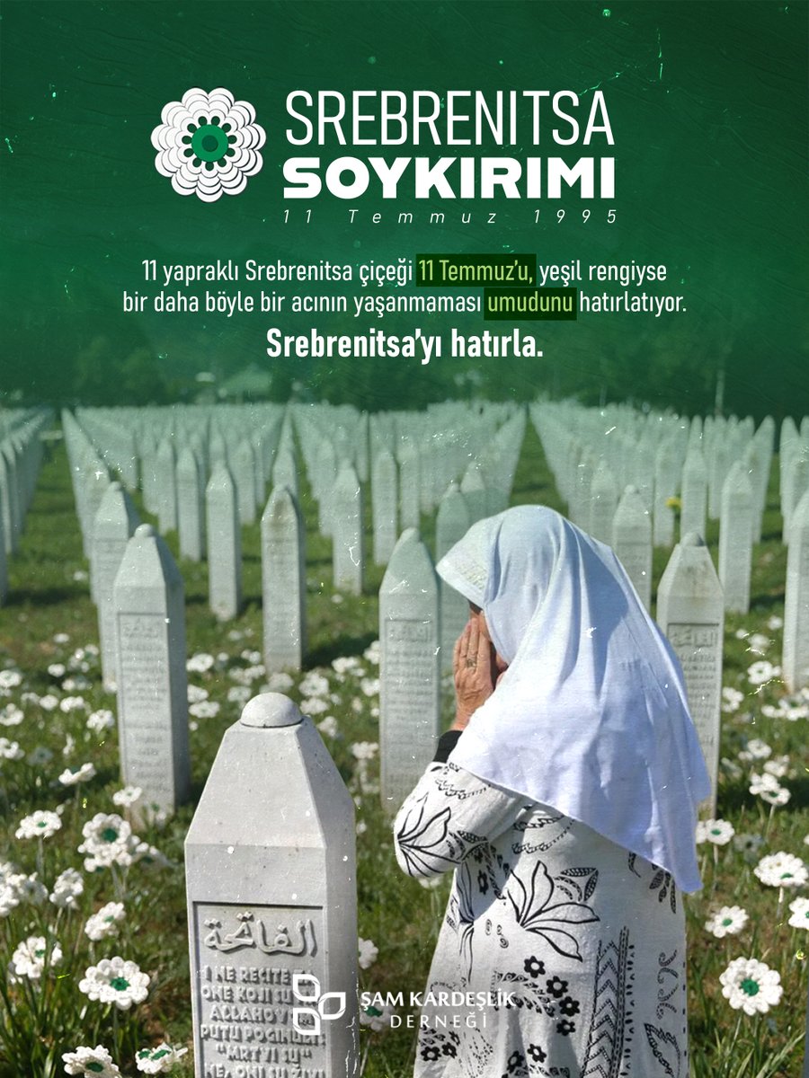 SamKardeslik's tweet photo. 11 Temmuz 1995'de Bosna Savaşı esnasında 8000'den fazla erkek ve çocuk canice şehit edildi. Srebrenitsa'yı hatırla. 📆

#SrebrenitsaSoykırımı https://t.co/o9uuhYqNKy