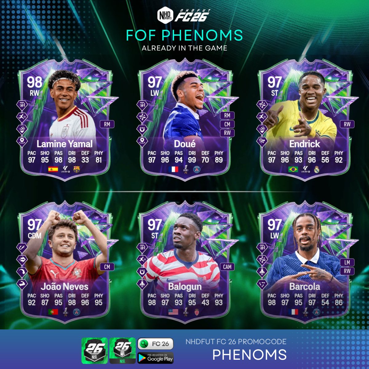 nhdfut's tweet photo. 🎉 FOF PHENOMS already in NHDFUT #FC26 now! https://t.co/NLsUslgDS7