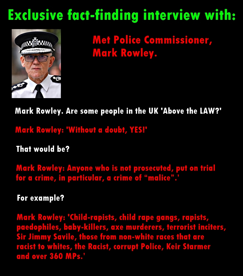 IrrefutableThe's tweet photo. @metpoliceuk Met Police Commissioner Mark Rowley names those who are 'ABOVE the LAW'. https://t.co/s707uAIYz4