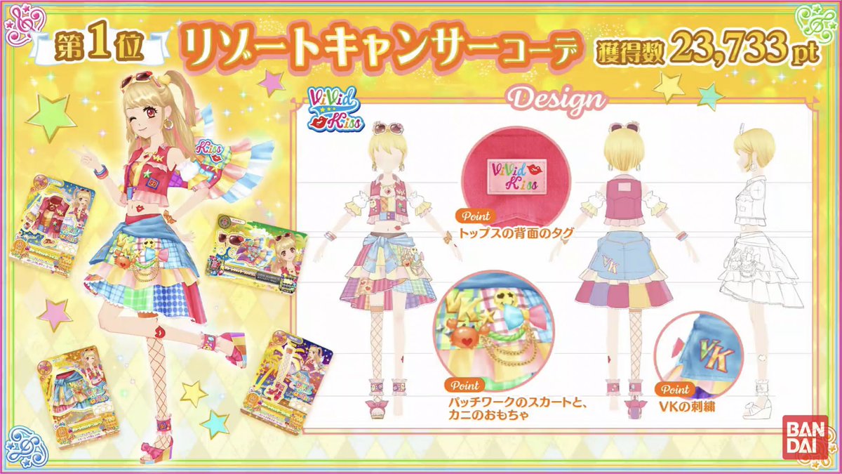 ZERONY_VOLCANO's tweet photo. アイカツ！
プレミアムドレス大投票結果

【ポップタイプ】
第1位：リゾートキャンサー
第2位：ピエロカーニバル
第3位：トロピカルバスケット

#アイカツ https://t.co/ibc95l3qK0