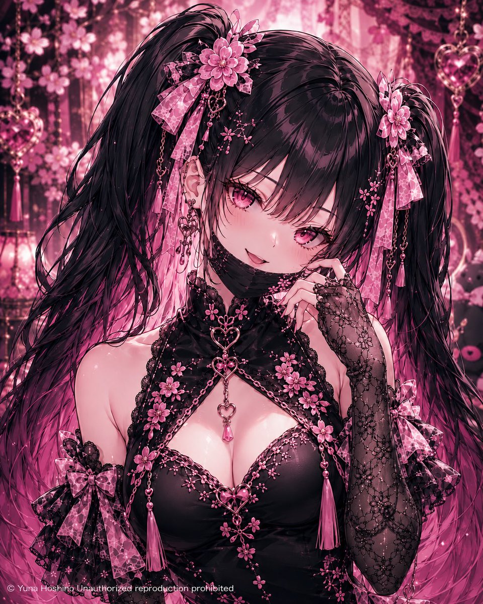 君にだけは見せてあげる🩷🖤 #AIイラスト︎ #地雷系 #オリジナルキャラ