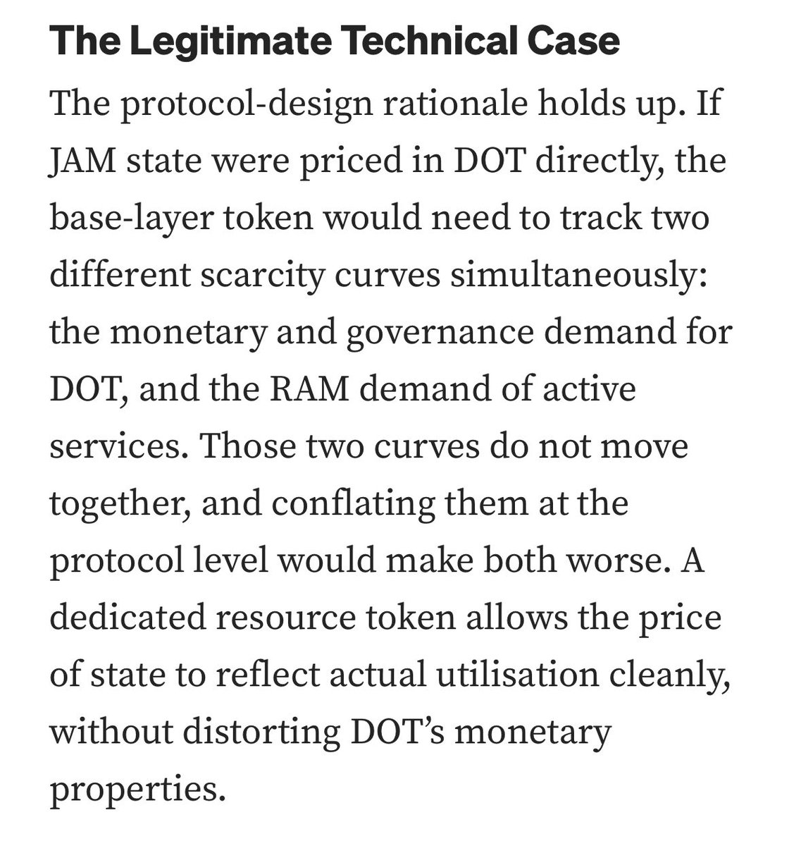 FairyTalesmith's tweet photo. @harbour_ind_cap @Biz_R_ This is pure gaslighting. Sorry, if $Jamkb is on DEX, price will too fluctuate same as $dot . “Those to curves do not move together,conflating them at protocol level” . Think in terms of market speculation and demand. Price of $dot will adjust accordingly. No need for anew token. https://t.co/5ZXmNBqi4H
