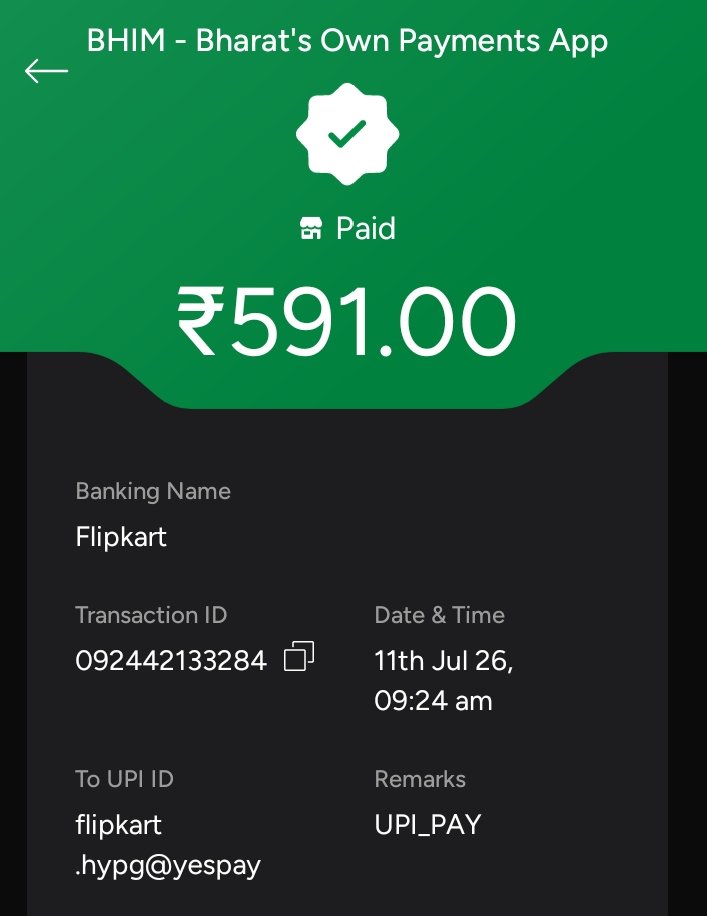 Rahul06127515's tweet photo. @NPCI_BHIM 
I have not received my promised ₹75 Cashback on my New Bhim UPI account 1st ever Transaction on Flipkart. 
I request to give me my cashback. https://t.co/O5P7doS4E4