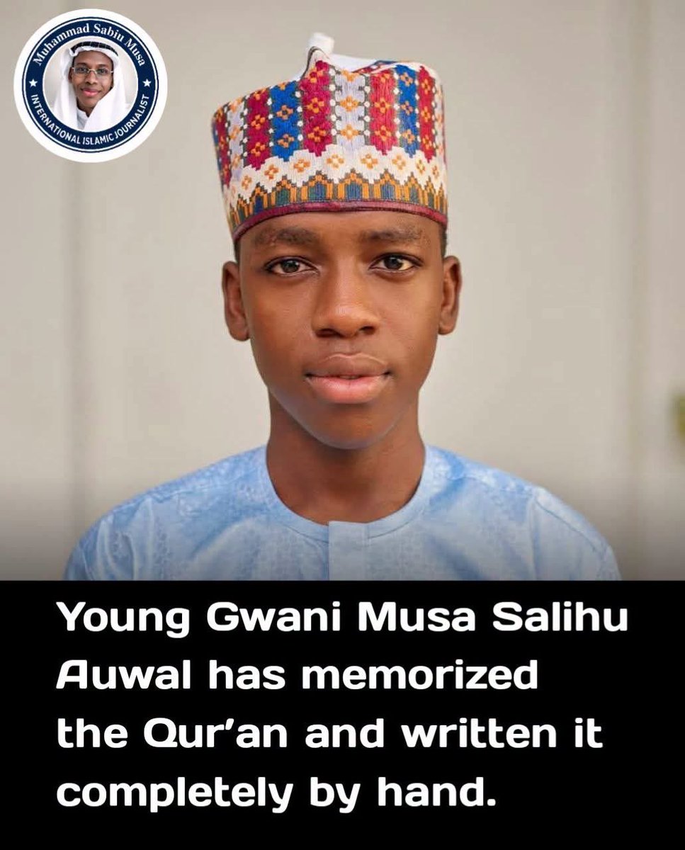 Miss_Halimatu's tweet photo. ALLAHU AKBAR!🙏🙏👇

Young and talented Gwani Musa Salihu Auwal has memorized the entire Qur’an and written it completely by hand.

A remarkable achievement that reflects a deep connection with the words of Allah. May Allah bless him and make the Qur’an a light and guidance in his life.