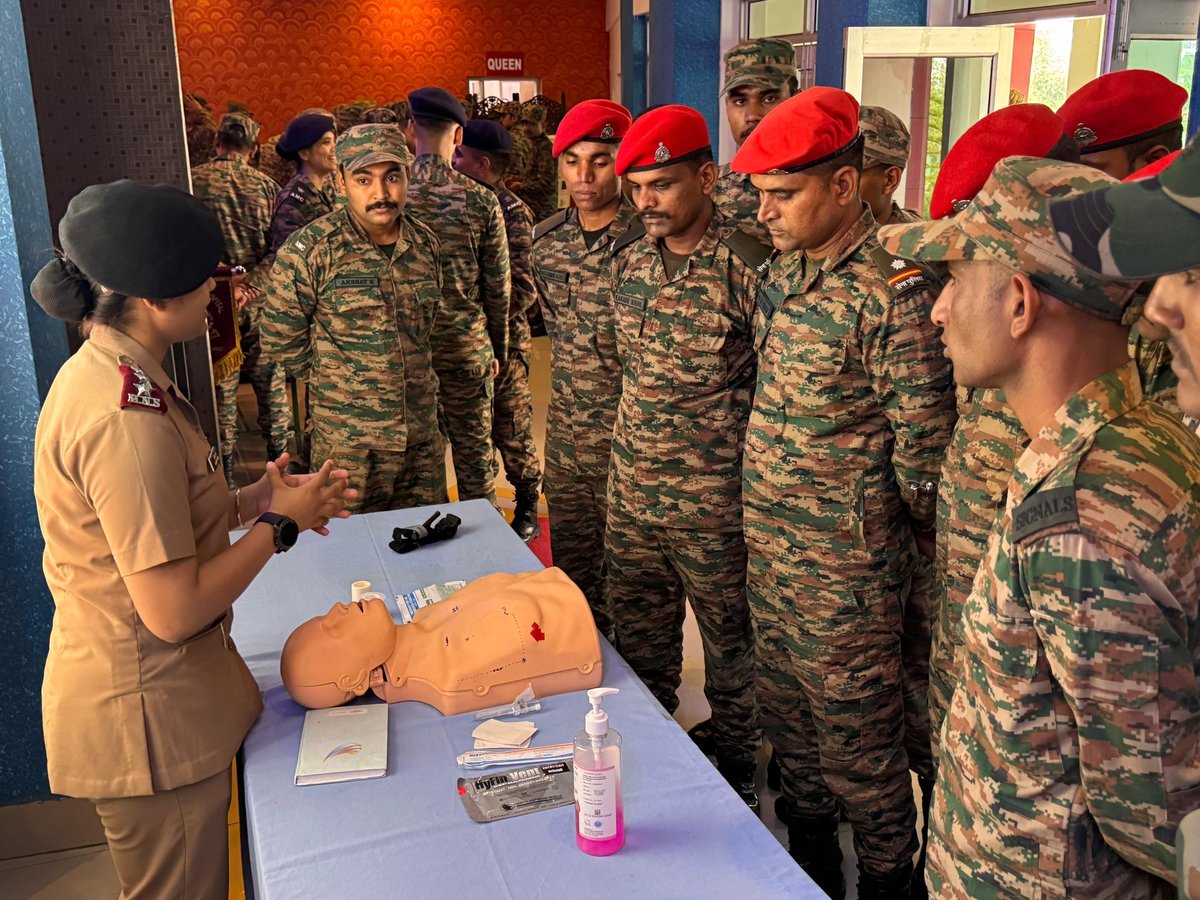 dgafms_mod's tweet photo. The Yodha Rakshak Combat Casualty Care (YRCCC) module equipped over 250 troops deployed in the forward areas of Pithoragarh with critical battlefield lifesaving skills through intensive hands-on training integrated with sub-unit battle drills and realistic combat scenarios. Conducted by 161 #MilitaryHospital and the Field Hospital under the guidance of MG(Med), Uttar Bharat Area, the initiative reinforces the principle that every soldier is a potential lifesaver, enhancing battlefield survivability, operational readiness, and the ability to save lives during the golden hour. 

@adgpi
@indiannavy
@IAF_MCC 
@HQ_IDS_India 
@SpokespersonMoD
@suryacommand  
@PIB_India
@UBArea_IA

#DGAFMS
#AMC