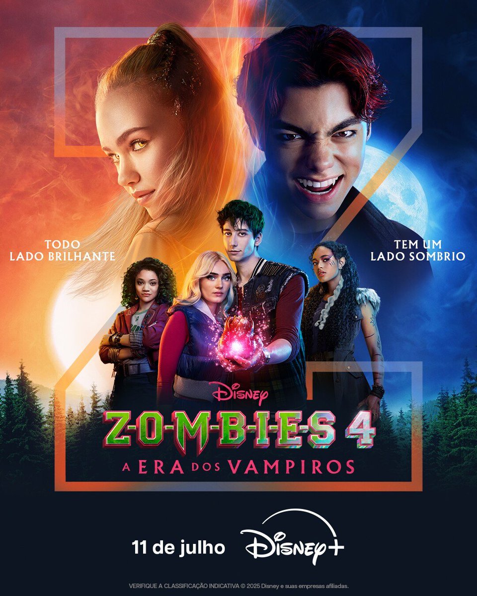 InfoDisneyHulu's tweet photo. Há 1 ano, Zombies 4: A Era dos Vampiros foi lançado no Disney+ Brasil.

A sequência estreou no Top 10 do Disney+ em mais de 45 países e somou 9,3 milhões de visualizações ao redor do mundo, consolidando Zombies como uma das maiores franquias de filmes originais do Disney Channel.