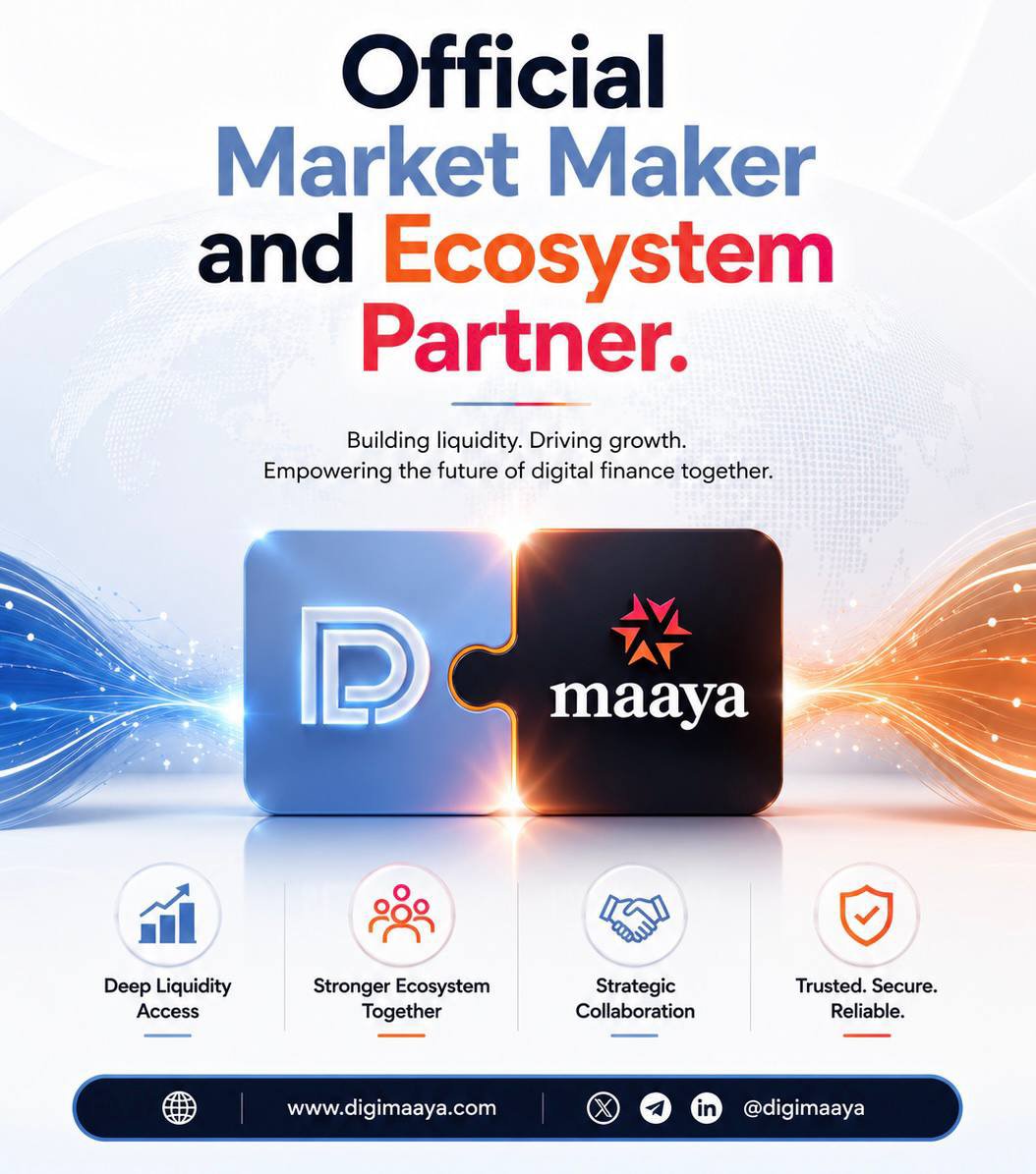 DigiMaaya's tweet photo. 🚀 Partnership Announcement

@DigiMaaya is excited to announce @DLP_group - Digital Liquidity Partner as our Official Market Maker and Ecosystem Partner.

Together, we will strengthen liquidity, accelerate ecosystem growth, and build a more secure and reliable foundation for the future of digital finance.

More updates coming soon. 🔥